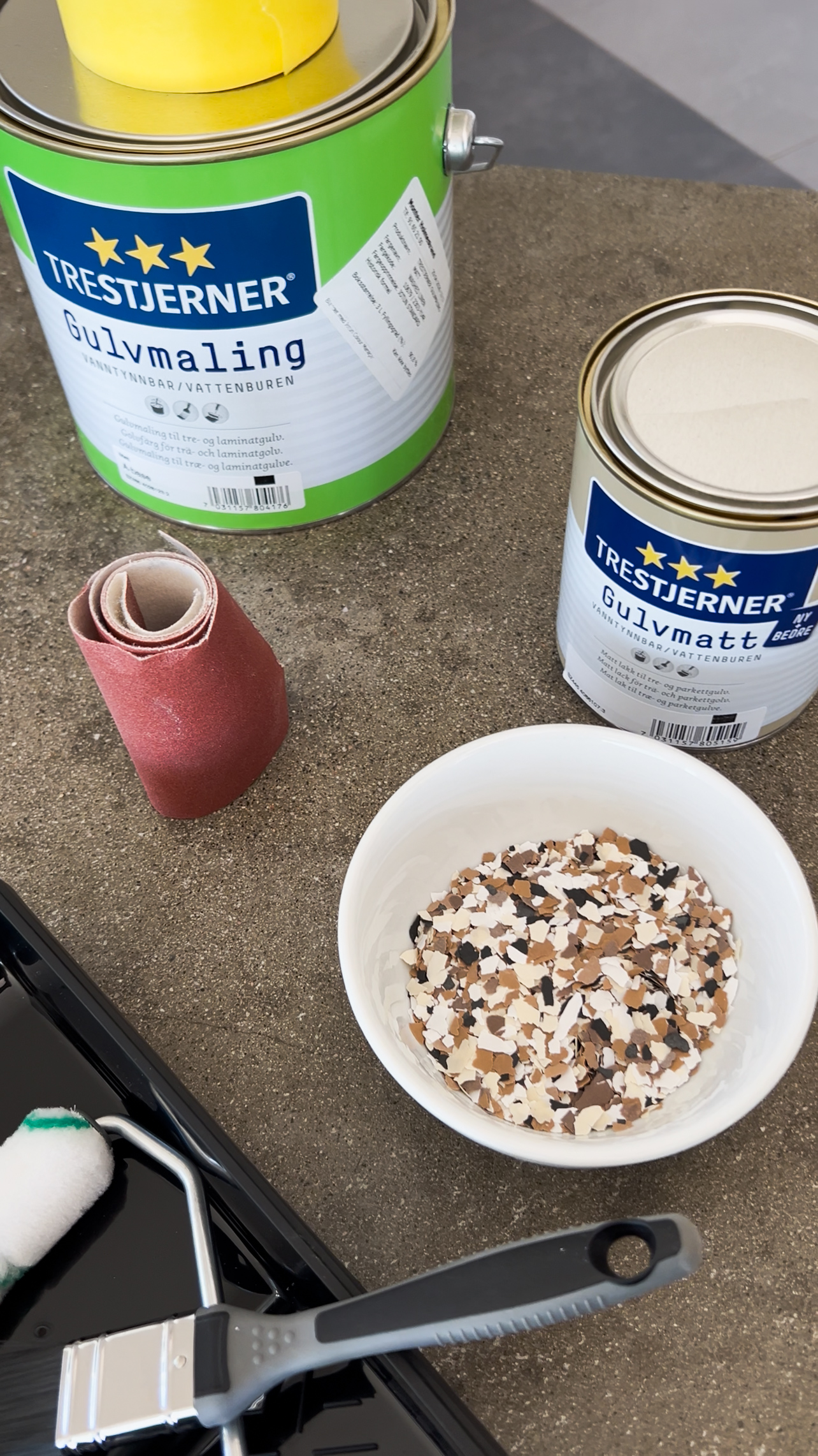 Utstyr brukt til terrazzo flakes prosjekt